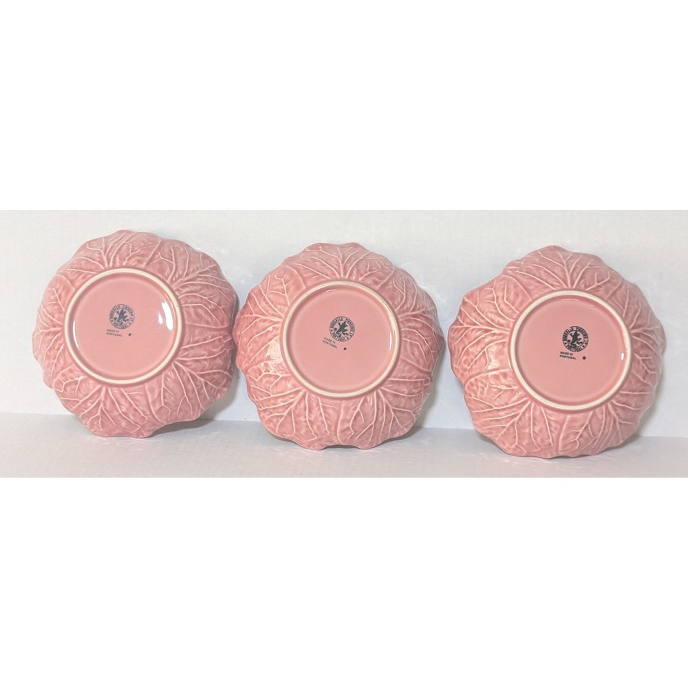Bordallo Pinheiro of Portugal Hand-Made Earthenware Pink Cabbage Bowls 7" (3) - Picture 3 of 9